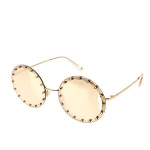 Valentino NWT VA2010 Rose Gold Plated Round 58mm Sunglasses R2438
